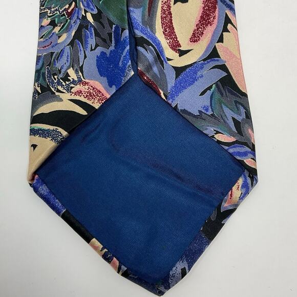 Vintage Jsaco Abstract Tie 100% Silk Men Necktie Floral Hand Made in Italy - Picture 4 of 6